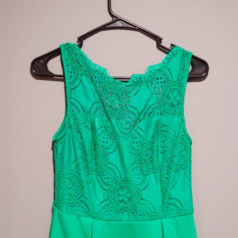 Francesca Juniors Green Lace Top Dress.